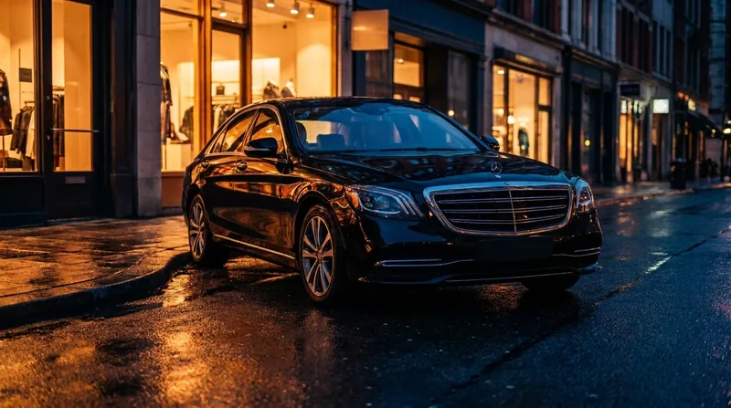 Black sedan waiting on a wet city street at night, How to Start a NEMT Business in South Carolina