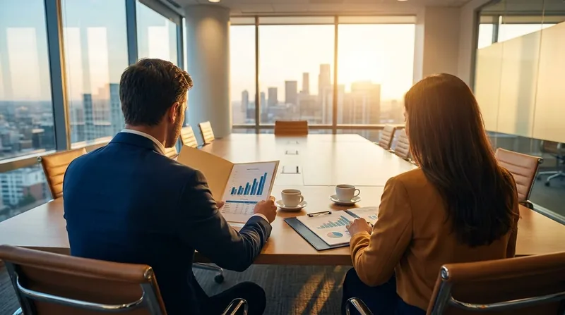 Two advisors reviewing growth charts at a bright conference table, South Carolina Small Business Grants, Loans and Free Help